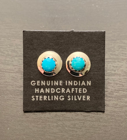 Sterling Silver with Turquoise or Coral Stud Earrings