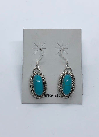 Oval Sterling Silver and Stone Navajo Dangle Earrings - Assorted Stones