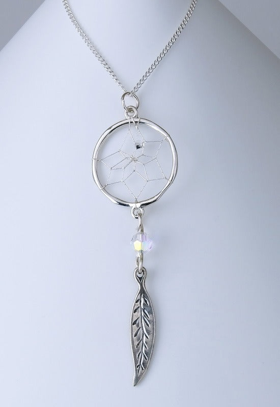 Sterling Silver Dreamcatcher Necklace with Swarovski crystal