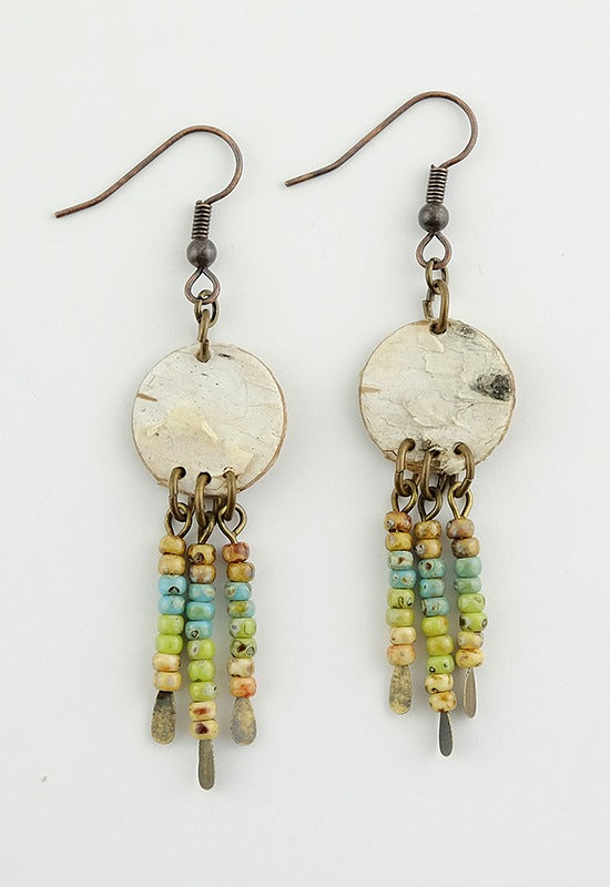 Birch Bark Earrings with Picasso beads