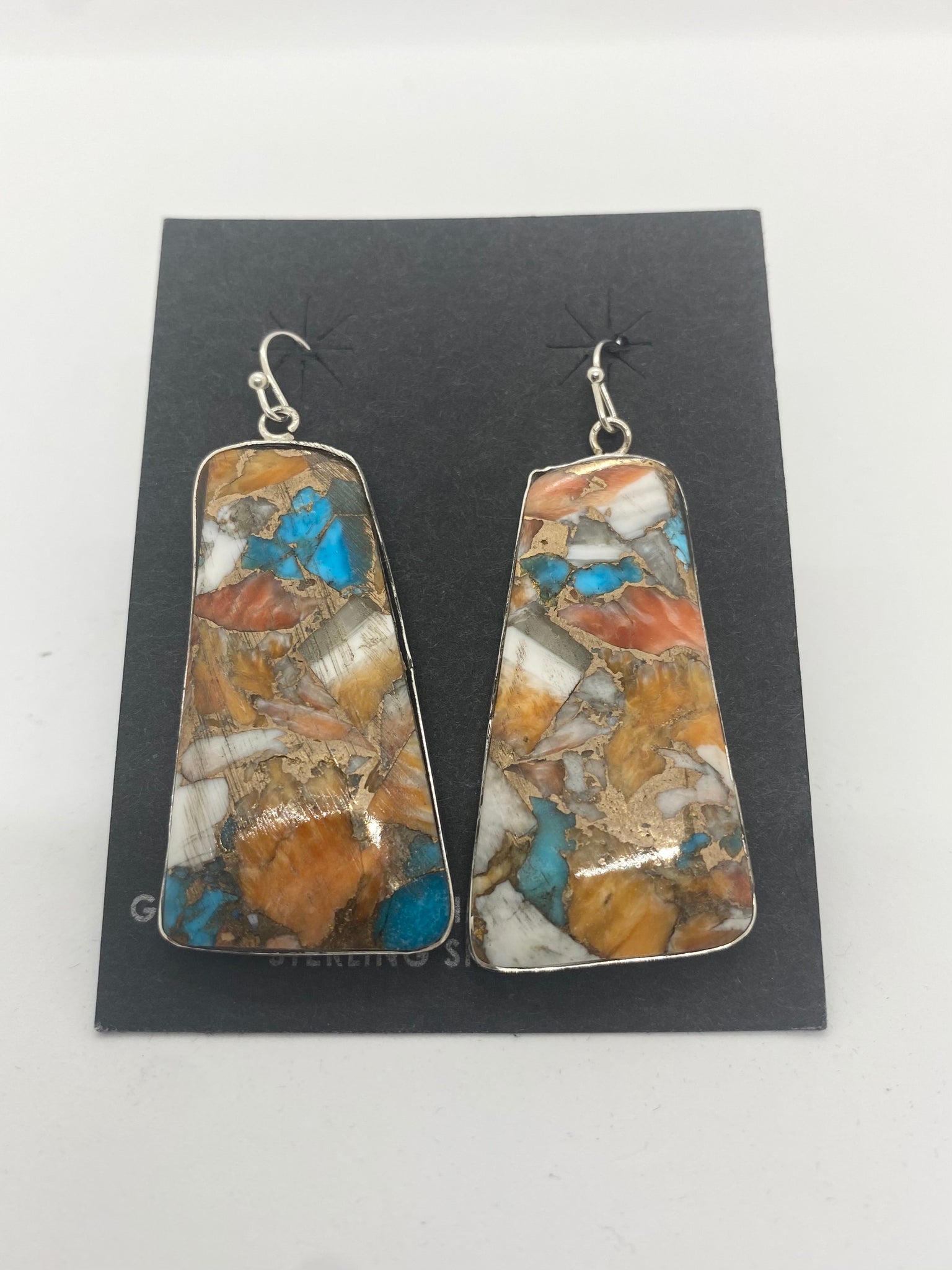 pressed turquoise Spiny Oyster Earrings