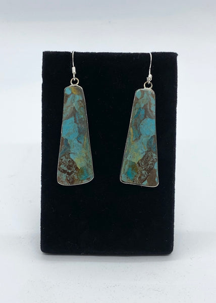 Sterling Silver Turquoise Slab Dangle Earrings