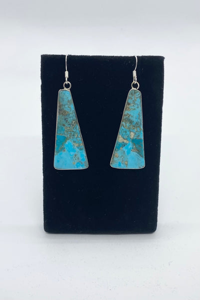 Sterling Silver Turquoise Slab Dangle Earrings