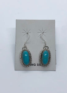 Oval Sterling Silver and Stone Navajo Dangle Earrings - Assorted Stones